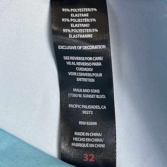 Maui and Sons Board Short Mens 32 Blue 4 Way Stretch Drawstring Waist Linerless - Picture 4 of 13